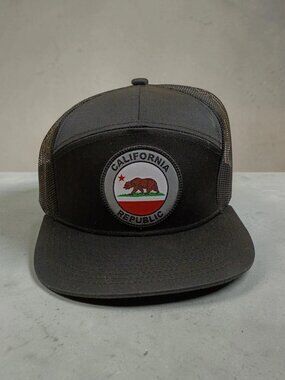California Republic Snapback Hat Gray Adjustable Cap Embroidered Bear Logo Cali